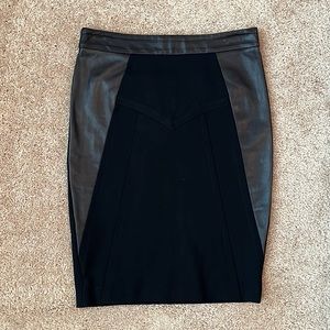 Elegant Black Leather Panel Skirt